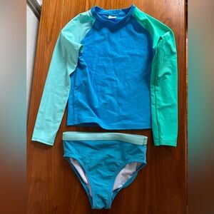 L.L. Bean Kids Swim Rashguard - Blue and Green